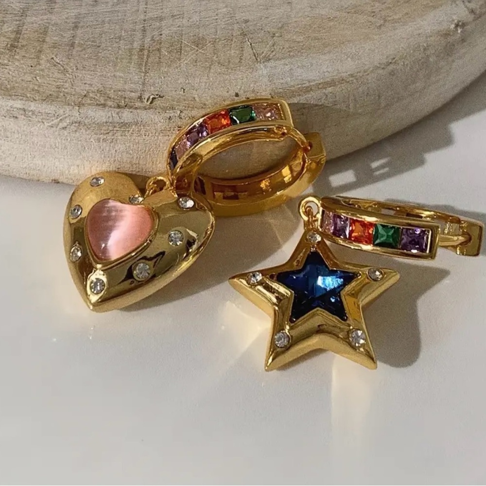 Multicolor Heart and Star Earrings